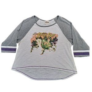 Disney Peter Pan Tinkerbell Shirt Woman Size XL Raglan Burn Out Vintage Inspired